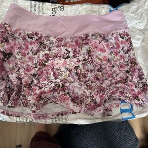 lululemon athletica Pink Floral Mini Skirt with built in shorts